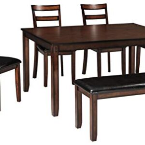 Signature Design by Ashley Coviar 6 Piece Dining Set, Includes Table, 4 Chairs & Bench, Dark Brown