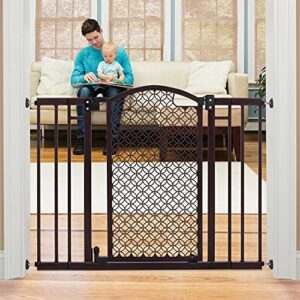 Summer Modern Home Decorative Walk-Thru Baby Gate, Metal with Espresso Finish, Decorative Arched Doorway 30 Tall, 1 Count Pack of 1)