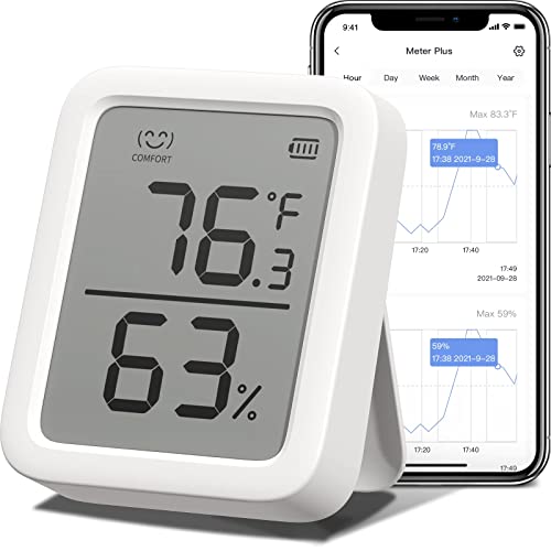 SwitchBot Thermometer Hygrometer, Bluetooth Indoor Humidity Meter for Home, Temperature Sensor with App Control, Large LCD Display, Notification Alerts, 2-Year Data Storage Export