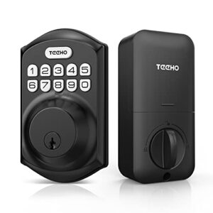 TEEHO TE001 Keyless Entry Door Lock with Keypad - Smart Deadbolt Lock - Front Door Lock with 2 Keys - Auto Lock - Easy Installation - Matte Black