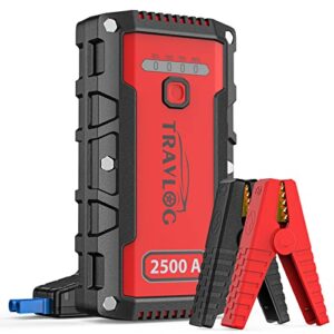 Travlog Battery Jump Starter, Portable 2500 Amp 12-Volt Lithium Car Battery Jump Starter Box, 23800mAh Power Bank Pack Charger for Up to 9-Liter Gas and 8-Liter Diesel Engines