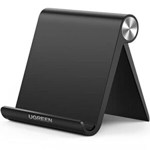 UGREEN Cell Phone Stand for Desk Phone Holder Foldable Portable Adjustable Compatible with iPhone 14 13 Pro Max, iPhone 12 11 Plus SE XS XR 8 7, Office Desk Travel Accessories, Black