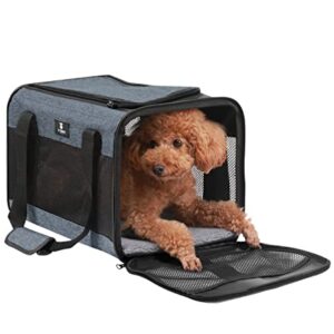 X-ZONE PET Cat Carrier Dog Carrier Pet Carrier for Small Medium Cats Dogs Puppies of 15 Lbs,Airline Approved Soft Sided Pet Travel Carrier,Dog Carriers for Small Dogs - Black Grey Purple Blue Brown