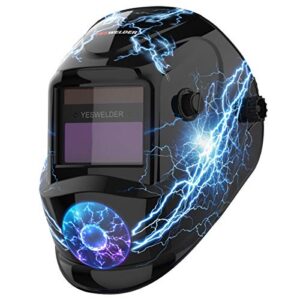 YESWELDER True Color Solar Powered Auto Darkening Welding Helmet, Wide Shade 4/9-13 for TIG MIG ARC Weld Hood Welder Mask