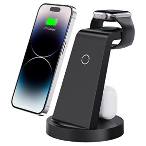 3 in 1 Charging Station for iPhone, Wireless Charger for iPhone 14 13 12 11 X Pro Max & Apple Watch - Charging Stand Dock for AirPods