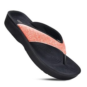 AEROTHOTIC Women's Comfortable Orthotic Flip-Flops Sandal (US Women 7, Mellow Peach)