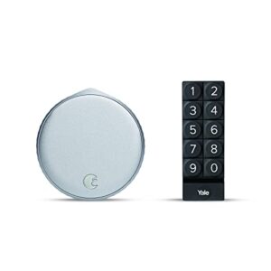 August Wi-Fi Smart Lock + Smart Keypad, Silver - Add key-free access to your home - Great for guests and vacation rentals