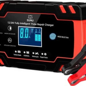 Car Battery Charger, 8Amp 12V/24V Volt Fully-Automatic Battery Maintainer Battery Charger Automotive, Portable Trickle Charger Battery Desulfator for Lead-Acid (AGM/EFB) and Deep Cycle Batteries