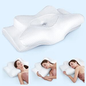 Emircey Adjustable Neck Pillows for Pain Relief Sleeping, Hollow Contour Pillow Ergonomic Plus, Odorless Cervical Memory Foam Pillows, Orthopedic Bed Pillow Support for Side Back Stomach Sleeper
