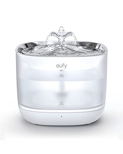 eufy Pet Water Fountain, Safe-Sip Pump Cat Water Fountain for Small Dogs and Cats, Dishwasher Safe Stainless Steel Cat Water Fountain, 3L Capacity, BPA-Free, Ultra-Quite, Easy to Clean