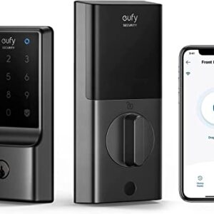 eufy Security C210(E110) Smart Lock, 5-in-1 Keyless Entry Door Lock, Built-in WiFi Deadbolt, Smart Door Lock, No Bridge Required, Easy Installation, Touchscreen Keypad, App Remote Control, BHMA Cert.