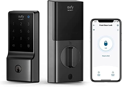 eufy Security C210(E110) Smart Lock, 5-in-1 Keyless Entry Door Lock, Built-in WiFi Deadbolt, Smart Door Lock, No Bridge Required, Easy Installation, Touchscreen Keypad, App Remote Control, BHMA Cert.