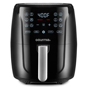 Gourmia Air Fryer Oven Digital Display 6 Quart Large AirFryer Cooker 12 1-Touch Cooking Presets, XL Air Fryer Basket 1500w Power Multifunction Black and Stainless Steel Accents FRY FORCE GAF686