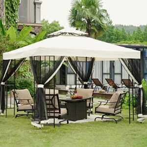 Grand Patio 10x10 FT Patio Outdoor Gazebo with Outdoor Privacy Screen Mesh Netting for Deck Backyard Patio Garden