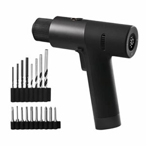 HOTO Cordless Brushless Drill 12V, LED Display Screen, 30 Precision Gears, 2 Working Modes, 2000mAh Battery, 266 In-lbs (30N·m) Torque, 3/8 Inch Keyless Chuck, 1400RPM, 10 x Bits, 8 x Drill Bits