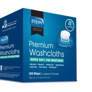 Inspire Adult Wet Wipes, Adult Wash Cloths, Adult Wipes for Incontinence & Cleansing for Elderly, 8"x12" (200 count)