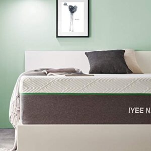 IYEE NATURE King Size Mattress, 12 Inch Cooling-Gel Memory Foam Mattress Bed in a Box, 80”*76”*12”, CertiPUR-US Certified, Medium Firm, Grey - King