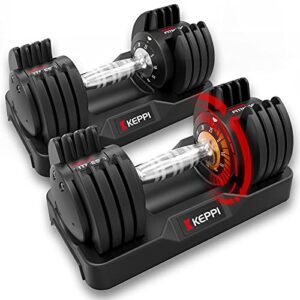 Keppi Adjustable Dumbbells Set-25lb Pair Dumbbells with Anti-Slip Metal Handle for Exercise & Fitness Fast Adjust Weight for Full Body Workout Fitness…