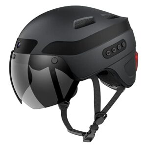 KRACESS KRS-S1 Bike Helmets for Men Smart Helmets for Adults with 1080P 60 fps Sports Camera Dual Antenna Bluetooth Womens Bike Helmet(M-21.56-22.84in, Matte Black)