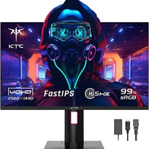 KTC Gaming Monitor, 27 Inch 1440p 165Hz 144hz Monitor, 2K QHD 1ms GTG Fast IPS Computer Monitor, HDR, HDMI/USB C/DP Vertical Monitor, FreeSync & G-Sync, Swivel Tilt Height Pivot Adjustable, H27T22