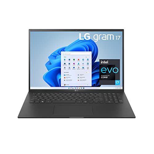 LG Gram 17Z95P Laptop 17" Ultra-Lightweight, IPS, (2560 x 1600), Intel Evo 11th gen CORE i7, 16GB RAM, 1TB SSD, Windows 11 Home, 80Wh Battery, Alexa Built-in, 2X USB-C, HDMI, USB-A – Black