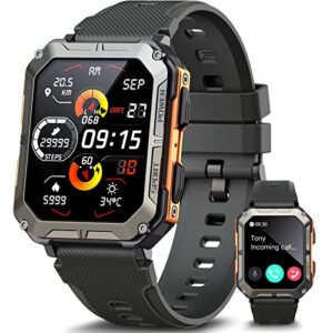 meoonley Military Rugged Smartwatch for Men,Sport Watch with Answer/Make Call IP68 1.83 inch Fitness Tracker Pedometer SpO2 for Outdoor Enthusiasts