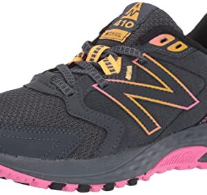 New Balance Women's 410 V7 Trail Running Shoe, Grey/Pink/Orange, 5