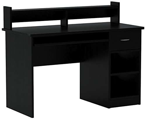 OneSpace Essential Computer Desk, Hutch with Pull-Out Keyboard, Black
