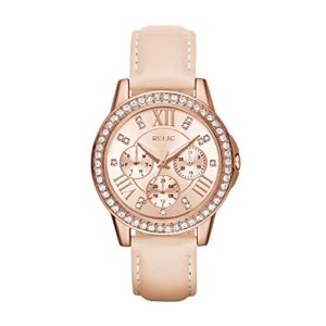 Relic by Fossil Women's Layla Analog-Quartz Watch with Leather Calfskin Strap, Beige, 16 (Model: ZR15907)