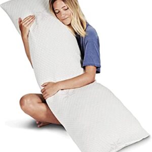 Snuggle-Pedic Long Body Pillow for Adults - Big 20x54 Pregnancy Pillows w/ Shredded Memory Foam & Bamboo Cooling Pillow Cover - Cuddle Pillow for Bed, Firm Maternity Side Sleeper Pillow Insert to Hug