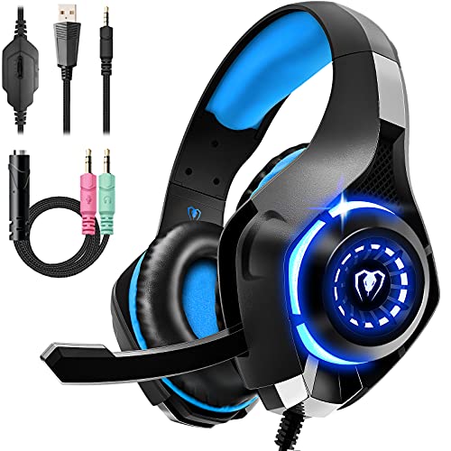 Tatybo Gaming Headset for PS4 PS5 Xbox One Switch PC with Noise Canceling Mic, Deep Bass Stereo Sound