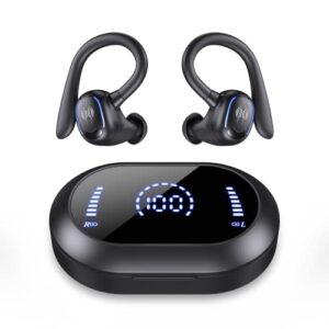 Wireless Earbuds Bluetooth Headphones 50H Playtime Bluetooth 5.3 Digital LED Display Over-Ear Earphones with Earhook Sports Headphones IPX7 Waterproof Headsets with Mic Deep Bass for Running Workout