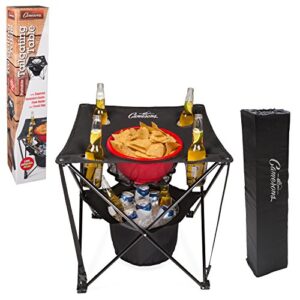 All-in-One Tailgating Table - Collapsible Folding Camping Table w Insulated Cooler, Mesh Food Basket & Travel Bag for Summer Barbecues, Football Tailgate Parties & Beach Picnics - Fathers Day BBQ Gift