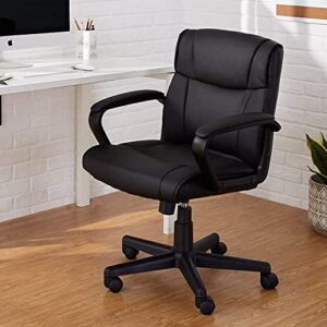 Amazon Basics Padded Office Desk Chair with Armrests, Adjustable Height/Tilt, 360-Degree Swivel, 275Lb Capacity, 24.2"D x 24"W x 34.8"H, Black