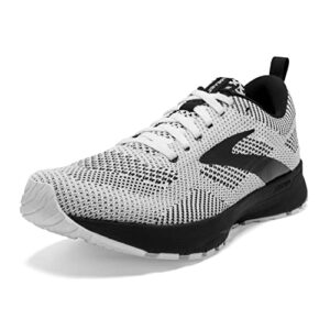 Brooks Revel 5 Sneakers for Women Offers Rubber Outsole, Lace-Up Closure, and Arrow-Point Outsole Pattern White/Black 7 B - Medium