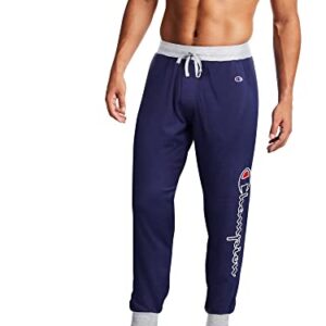 Champion mens Champion Men's Sleep Rib Cuff Jogger Pant Pajama Bottom, Athletic Ny/Oxford Gray Heather-script Logo, Small US