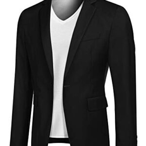 COOFANDY Mens Business Casual Blazer Slim Fit Lightweight Sports Coat Single Breasted Suit Jackets (Black S)