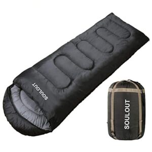 Envelope Sleeping Bag,3-4 Seasons Warm Cold Weather Lightweight, Portable, Waterproof Compression Sack Adults & Kids - Indoor & Outdoor Activities: Traveling, Camping, Backpacking, Hiking, Dark Grey