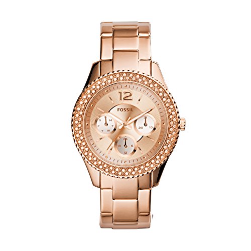 Fossil Women's Stella Quartz Stainless Steel Multifunction Watch, Color: Rose Gold Glitz (Model: ES3590)