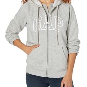 GAP womens Logo Hoodie Zip Sweatshirt, Light Heather Grey B08, Large US