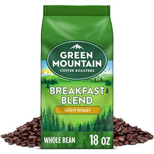 Green Mountain Coffee Roasters Breakfast Blend, Whole Bean Coffee, Light Roast, 18 Ounce (Pack of 1)