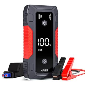 HPBS Jump Starter - 2000A Portable Battery Jump Starter Box for Up to 8L Gas and 6.5L Diesel Engines, 12V Car Battery Charger Jump Starter Pack with 3.0" LCD Display (Red)