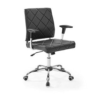 Modway Lattice Modern Faux Leather Mid Back Computer Desk Office Chair In Black