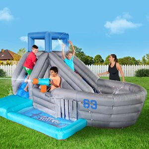 Nerf Super Soaker Mega Battle Carrier Bounce House – Inflatable Pool Aircraft Carrier Water Park for Epic Summer Water Battles