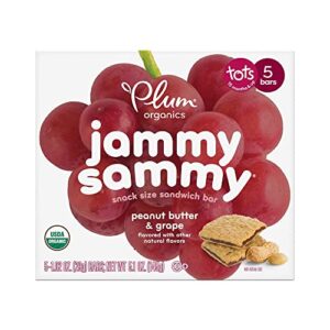 Plum Organics | Jammy Sammy Snack Bars | Organic Toddler & Kids Snacks | Peanut Butter & Grape | 1.2 Ounce Bar (30 Total)