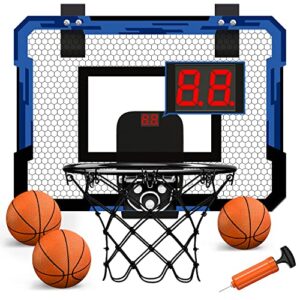 QDRAGON Mini Basketball Hoop, Over The Door Basketball Hoop Indoor, with 3 Balls/Inflator/Breakaway Rim, Basketball Toy Gifts for Kids and Adults