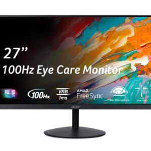 Acer SB272 EBI 27" Full HD (1920 x 1080) IPS Zero-Frame Gaming Office Monitor | AMD FreeSync Technology | Ultra-Thin Stylish Design | 100Hz | 1ms (VRB) | Low Blue Light | Tilt | HDMI & VGA Ports