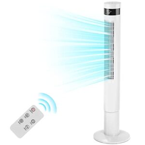 Antarctic Star Tower Fan Portable Electric Oscillating Fan Quiet Cooling Remote Control Standing Bladeless Floor Fans 3 Speeds Wind Modes Timer Bedroom Office (43 inch, White)