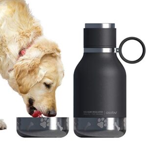 Asobu Dog Bowl Attached to Stainless Steel Insulated Travel Bottle for Human 33 Ounce (Black)