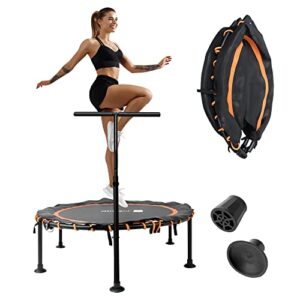 Ativafit Fitness Trampoline for Kids Foldable Mini Trampoline with Adjustable Foam Handle Workout Indoor Outdoor Home Use Max Load 330 Lbs